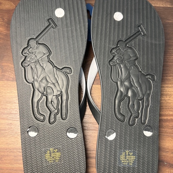 Polo Ralph Lauren Black/White Men's Bolt Flip Flops - Picture 9 of 13
